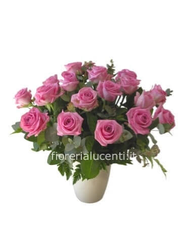 Bouquet di 10 roselline rosa,gambo corto