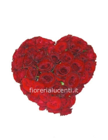 Cuore di rose rosse misura base 25/30 cm