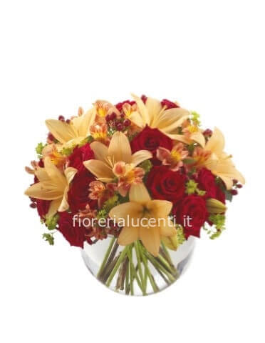 Mazzo di lilium e rose piccolo