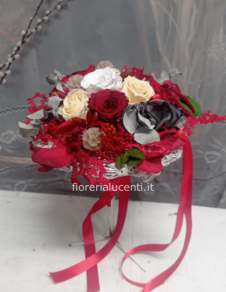 Bouquet con rose stabilizzate