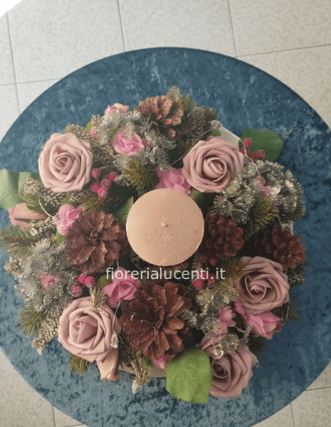 Centrotavola rosa cm 30 circa