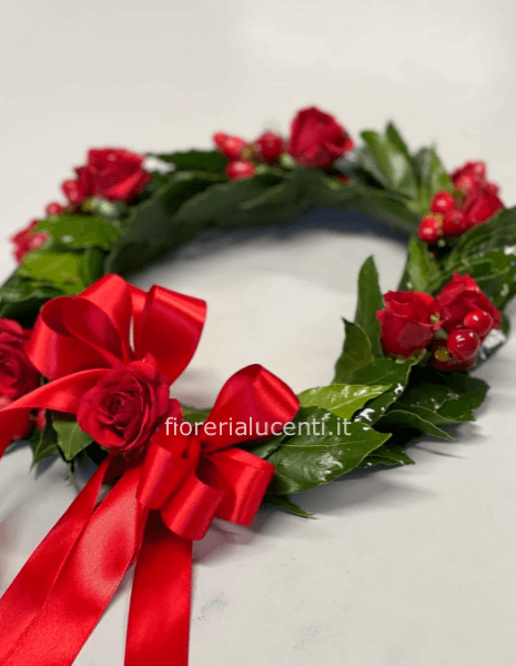 Coroncina laurea con roselline e bacche